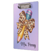 Gepersonaliseerde luipaardprint coquette boog en p klembord (Links)