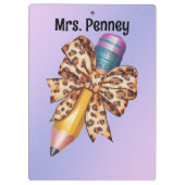 Gepersonaliseerde luipaardprint coquette boog en p klembord (Achterkant)