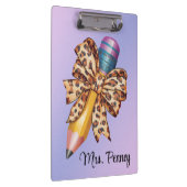 Gepersonaliseerde luipaardprint coquette boog en p klembord (Rechts)