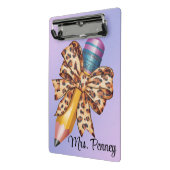 Gepersonaliseerde luipaardprint coquette boog en p mini klembord (Angled2)
