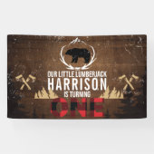 Gepersonaliseerde Lumberjack eerste verjaardag Spandoek (Horizontaal)