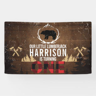 Gepersonaliseerde Lumberjack eerste verjaardag Spandoek