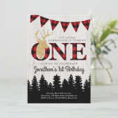 Gepersonaliseerde Lumberjack Theme Boys First Birt Kaart (Staand voorkant)