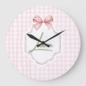 Gepersonaliseerde Luna Baby Girl Nursery Bow & Gin Grote Klok (Voorkant)