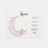 Gepersonaliseerde Luna Maan en Sterren Maandelijks Fleece Deken (Voorkant (Horizontaal))