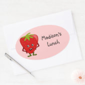Gepersonaliseerde Lunch Labels: Aardbei Ovale Sticker (Envelop)