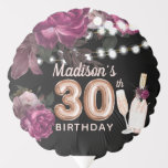 Gepersonaliseerde Luxe 30th Birthday Black Wine Ballon<br><div class="desc">Roos Wine Luxury Birthday-ontwerp. Overeenkomende producten zijn te vinden in collectie met fijne wijn.</div>