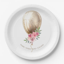 Gepersonaliseerde Luxe Beige Ballon Glitter Party Papieren Bordje