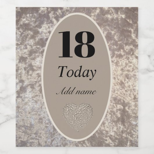 Gepersonaliseerde luxe fluwelen fles label 18e wijn etiket (Enkel label)