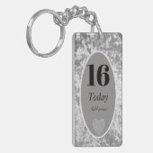 Gepersonaliseerde luxe fluwelen verjaardag sleutel sleutelhanger (Voorkant Links)