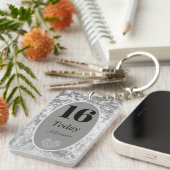 Gepersonaliseerde luxe fluwelen verjaardag sleutel sleutelhanger (Voorkant Rechts)