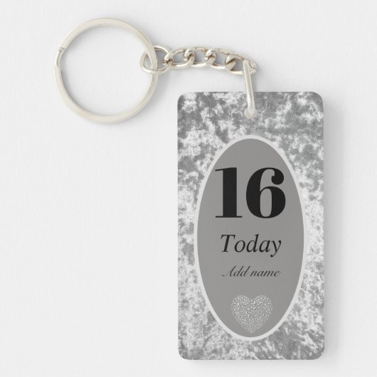 Gepersonaliseerde luxe fluwelen verjaardag sleutel sleutelhanger (Voorkant)