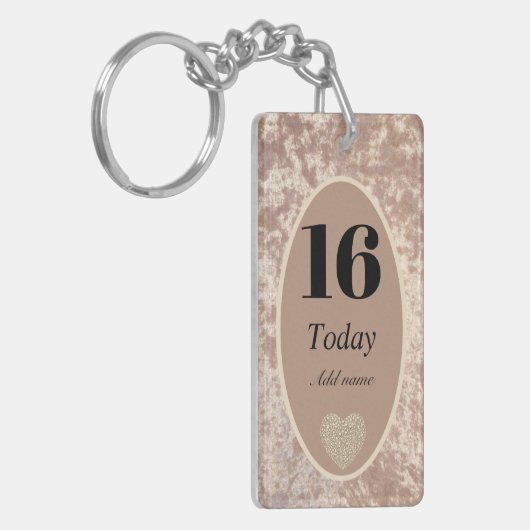 Gepersonaliseerde luxe fluwelen verjaardag sleutel sleutelhanger (Voorkant Links)