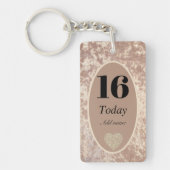 Gepersonaliseerde luxe fluwelen verjaardag sleutel sleutelhanger (Voorkant)