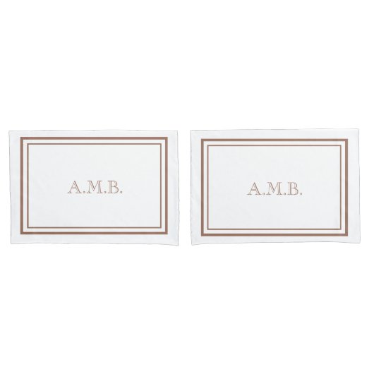 Gepersonaliseerde Luxe Mocha Monogram Standaard Kussensloop (Voorkant-Set)