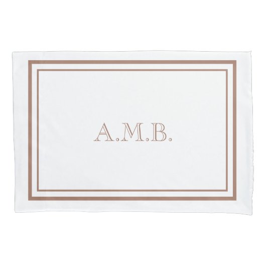 Gepersonaliseerde Luxe Mocha Monogram Standaard Kussensloop (Voorkant-Links)