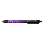 Gepersonaliseerde Luxe Royal Paars Glitter Ombre Zwarte Inkt Pen (Bodem)