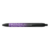 Gepersonaliseerde Luxe Royal Paars Glitter Ombre Zwarte Inkt Pen (Achterkant)