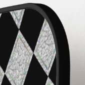 Gepersonaliseerde luxe zwart en diamanten patroon pickleball paddle (Links Detail)