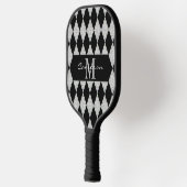 Gepersonaliseerde luxe zwart en diamanten patroon pickleball paddle (Links)