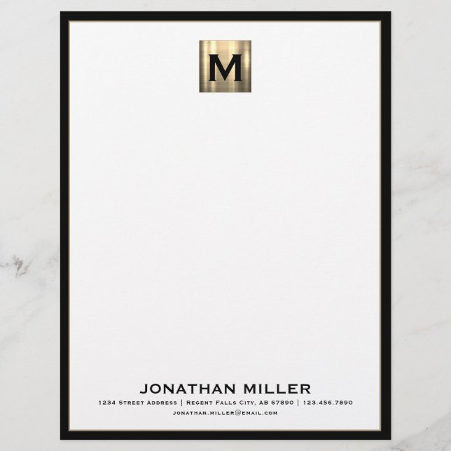 Gepersonaliseerde Luxury Monogram Letterhead Briefhoofd (Voorkant)