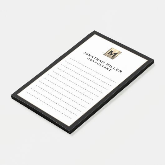 Gepersonaliseerde Luxury Monogram Lined Post-it® Notes (Schuin)