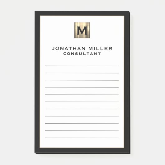 Gepersonaliseerde Luxury Monogram Lined Post-it® Notes (Voorkant)
