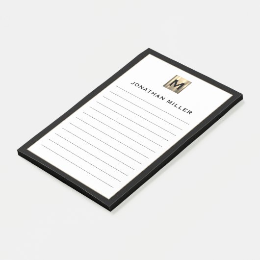 Gepersonaliseerde Luxury Monogram Lined Post-it® Notes (Schuin)