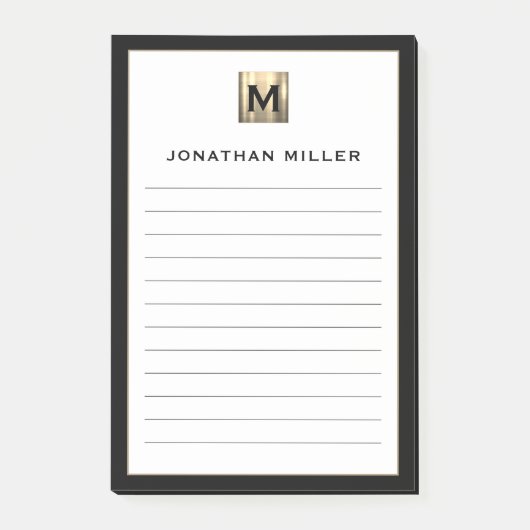Gepersonaliseerde Luxury Monogram Lined Post-it® Notes (Voorkant)