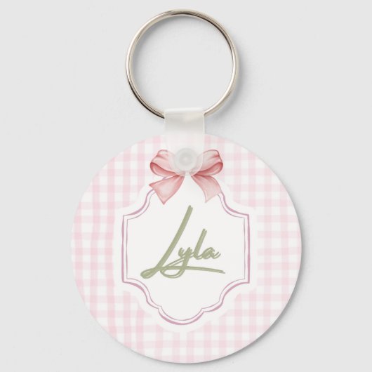 Gepersonaliseerde Lyla Baby Meisje Kwekerij Bow &  Sleutelhanger (Voorkant)