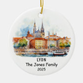 Gepersonaliseerde Lyon Ornament, Frankrijk Keramisch Ornament (Voorkant)