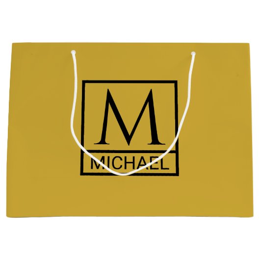 Gepersonaliseerde M Gold Gift Bag met Initiaal & N Groot Cadeauzakje (Voorkant)