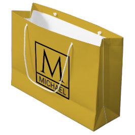 Gepersonaliseerde M Gold Gift Bag met Initiaal & N Groot Cadeauzakje