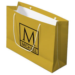 Gepersonaliseerde M Gold Gift Bag met Initiaal & N Groot Cadeauzakje