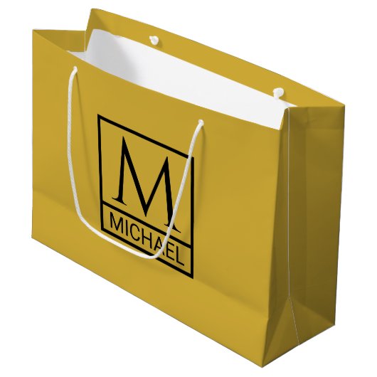 Gepersonaliseerde M Gold Gift Bag met Initiaal & N Groot Cadeauzakje (Voorkant Gekanteld)