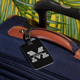 Gepersonaliseerde M Initiaal Silver Monogram Jouw  Bagagelabel