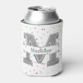 Gepersonaliseerde M Initiaal Silver Monogram Jouw  Blikjeskoeler