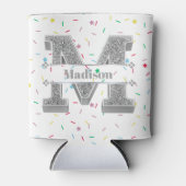 Gepersonaliseerde M Initiaal Silver Monogram Jouw  Blikjeskoeler (Voorkant)