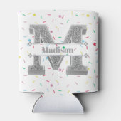 Gepersonaliseerde M Initiaal Silver Monogram Jouw  Blikjeskoeler (Achterkant)