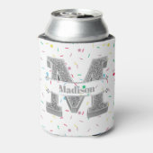 Gepersonaliseerde M Initiaal Silver Monogram Jouw  Blikjeskoeler (Blikje Achterkant)