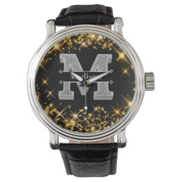 Gepersonaliseerde M Initiaal Silver Monogram Jouw  Horloge