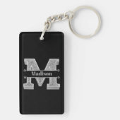 Gepersonaliseerde M Initiaal Silver Monogram Jouw  Sleutelhanger (achterkant)