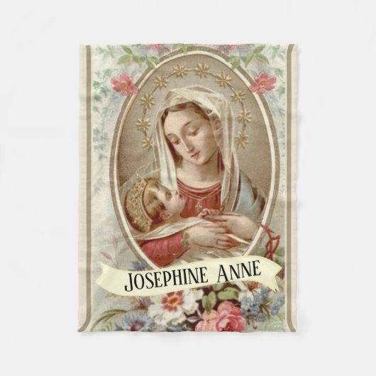 Gepersonaliseerde Maagd Madonna Mary met Baby Jesu Fleece Deken (Voorkant)
