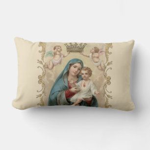 Gepersonaliseerde Maagd Mary Baby Jesus Gold Decor Kussen