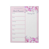 Gepersonaliseerde maaltijdplanklijst roze Floral Notitieblok (Linkerzijde)