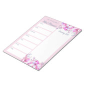 Gepersonaliseerde maaltijdplanklijst roze Floral Notitieblok (Schuin)