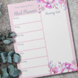 Gepersonaliseerde maaltijdplanklijst roze Floral Notitieblok<br><div class="desc">Roze Floral Notitieblok dat je kunt personaliseren met jouw naam of familienaam. U kunt de rubrieken ook uitgeven die momenteel de Planner van de Steekproef en de Lijst van de Kern lezen. Zo, als u het Plan van de Dag verkiest en om Lijst bijvoorbeeld te doen, is de sjabloon opstelling...</div>