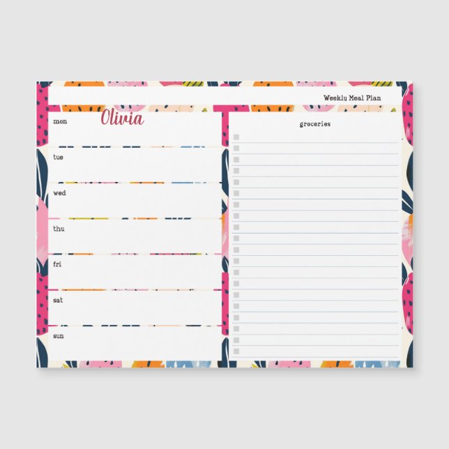 Gepersonaliseerde maaltijdplanner met fruitpatroon (Voorkant)