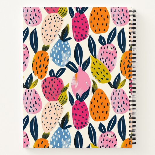 Gepersonaliseerde maaltijdplanner met fruitpatroon notitieboek (Achterkant)