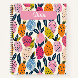 Gepersonaliseerde maaltijdplanner met fruitpatroon notitieboek